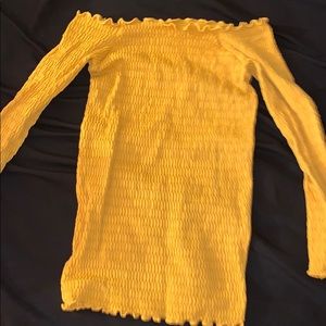 Yellow off the shoulder shirt